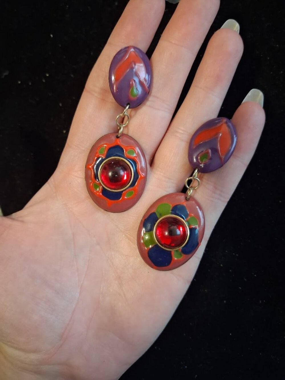 Vintage dangle clip on earrings